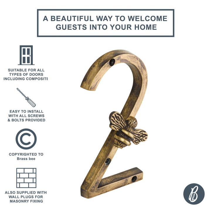 Brass bee - Wholesale Wall hook - Brass bee Premium House Numbers with Bee in Heritage Finish5
