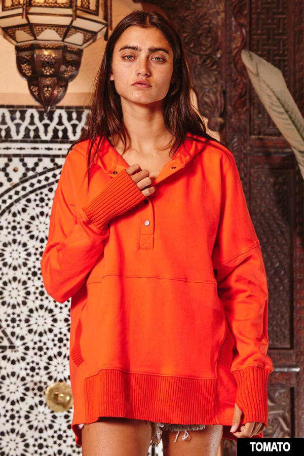 BUCKETLIST INC – wholesale Hoodie – Women's – IT1160B French Terry Oversized Solid Hoodie Top24