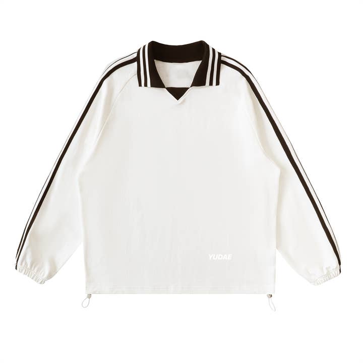 YUDAE - Wholesale Sweatshirt - Unisex - Contrast Striped Lapel Collar Sweatshirt4