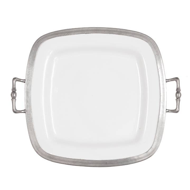 Arte Italica & Crown Linen Designs - Vente Plateaux - Plateau carré toscan avec poignées