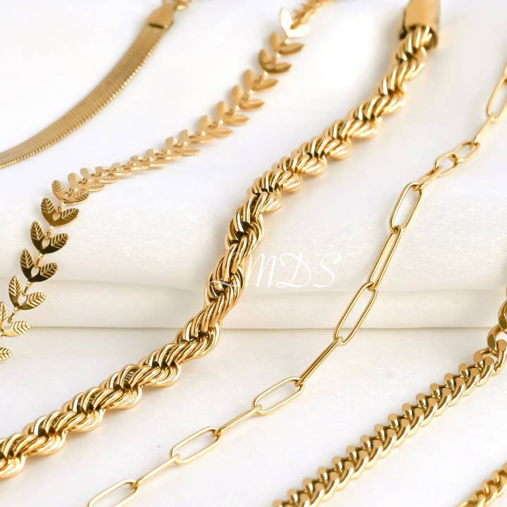 Blueyejewelry - Wholesale Link & Chain Bracelet - Bold 18k Gold Bracelets - Waterproof Thick Chain Bracelets1