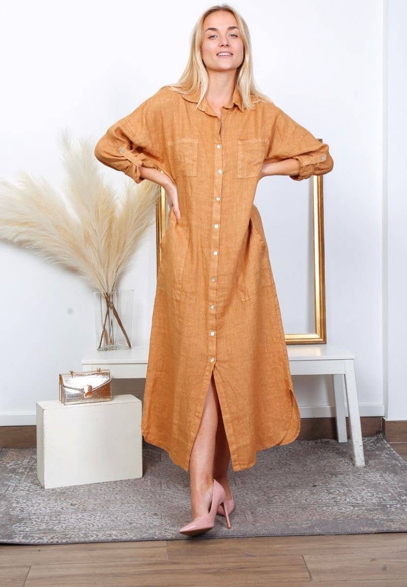 LÉA & LUC - Wholesale Dress - Women's - Long Dresses in 100% Linen REF. 11490