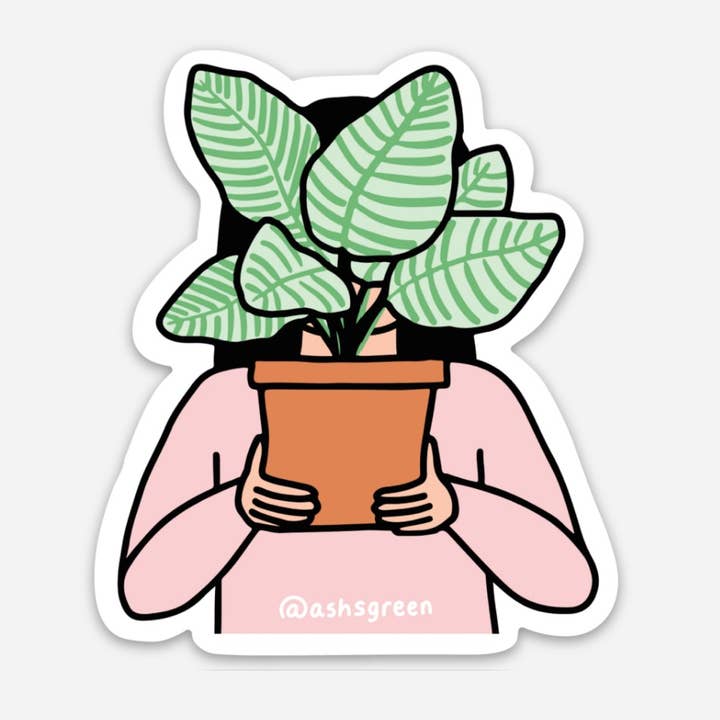 Adhesivo de vinilo Girl with Plant de 3 pulgadas para venta al por mayor de Ashleigh Green Studios