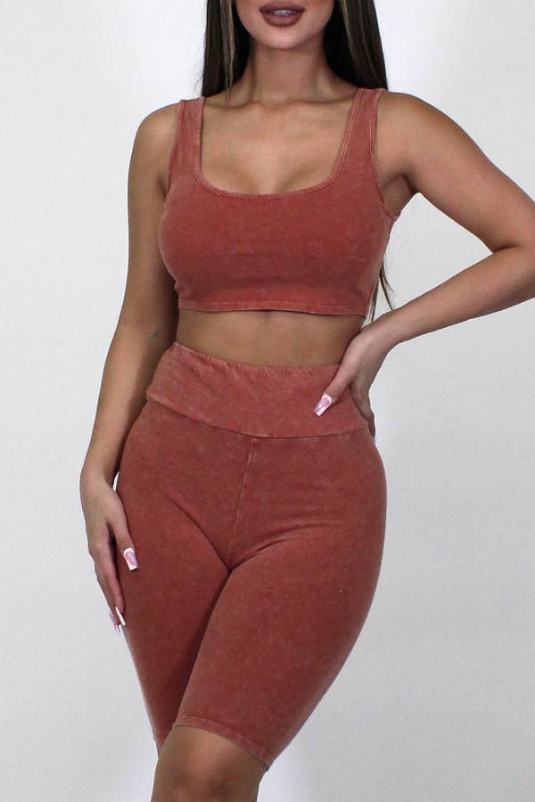 Junie – Großhandel Loungewear-Set – Damen – Mineralgewaschenes Tanktop und Biker Short Set18