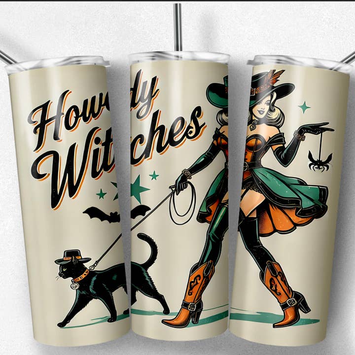 Howdy Witches Tumbler, Halloween Tumbler, for wholesale by So Peachy Designs