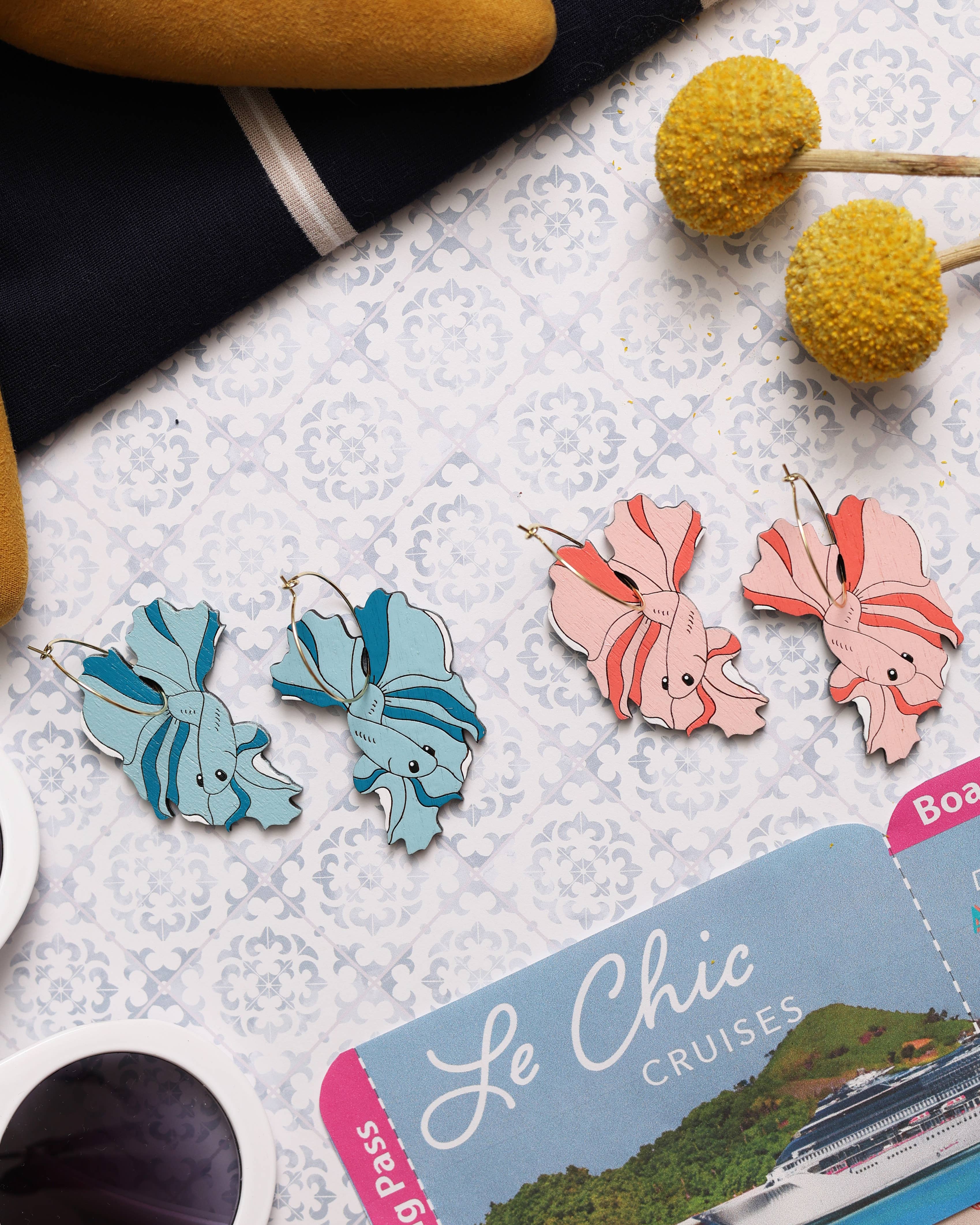 Le Chic Miami - Wholesale Hoop Earrings - Betta Fish Hoop Earrings3