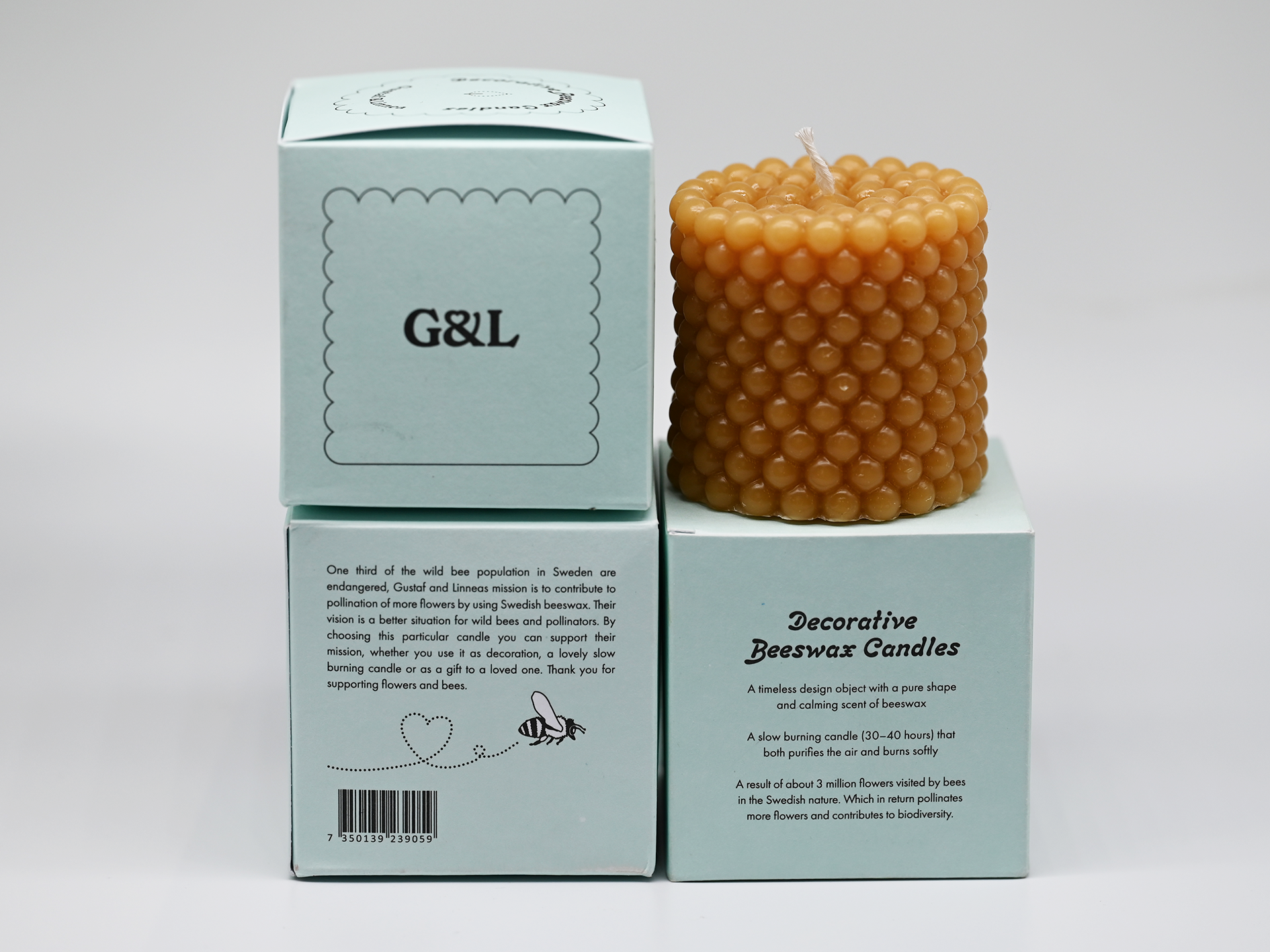 Gustaf och Linnea - Wholesale Pillar Candle - Beeswax Candle "Pollen"4