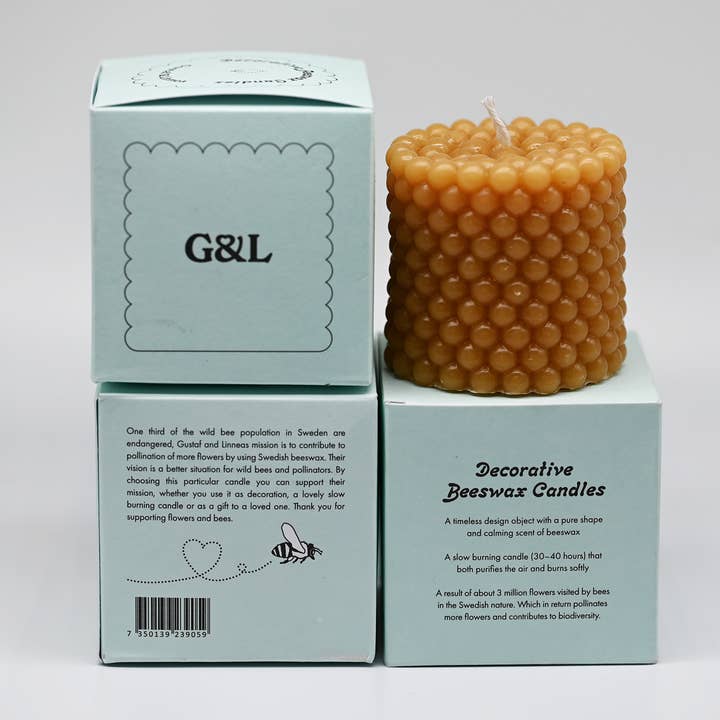 Gustaf och Linnea - Wholesale Pillar Candle - Beeswax Candle "Pollen"4