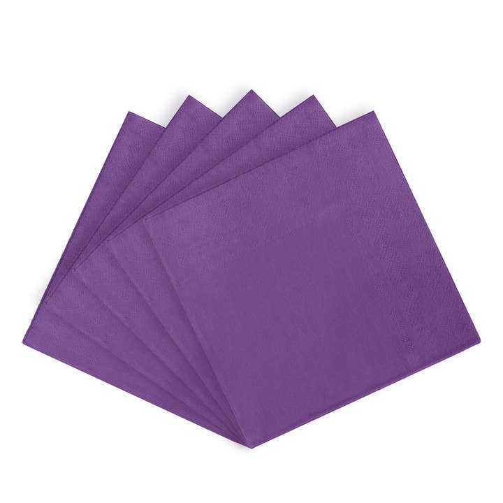 Purple Paper Beverage Napkins - 50 Ct. for wholesale by Crown Display