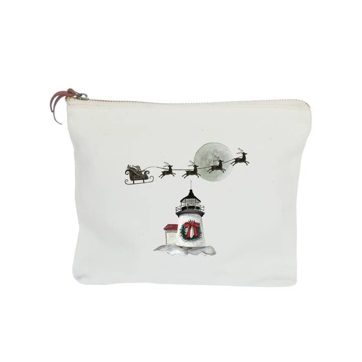 brant point with santa and sleigh zipper pouch for wholesale by Tina Labadini Designs