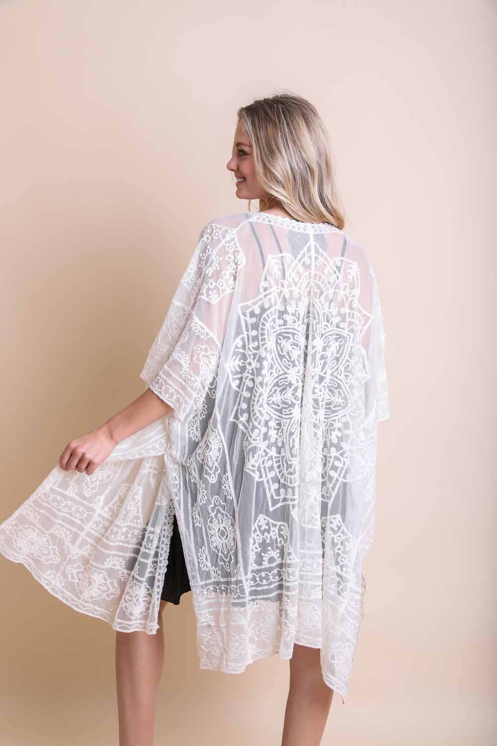 Leto Accessories - Wholesale Kimono - Women's - Lightweight Layering Mandala Kimono Cover-Up9