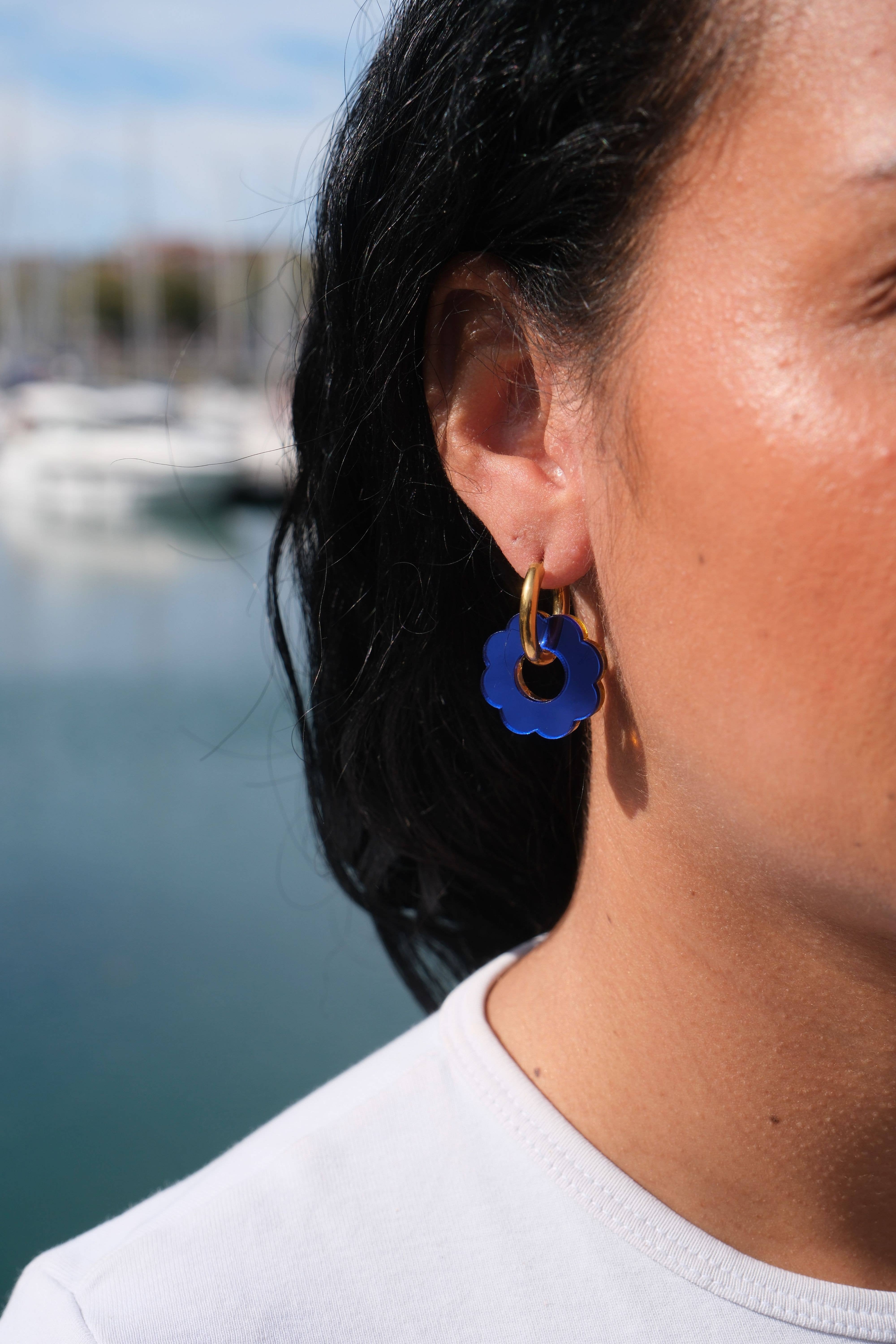 Studio Annette - Wholesale Hoop Earrings - Reversible Mirror Flower Hoop Earrings13