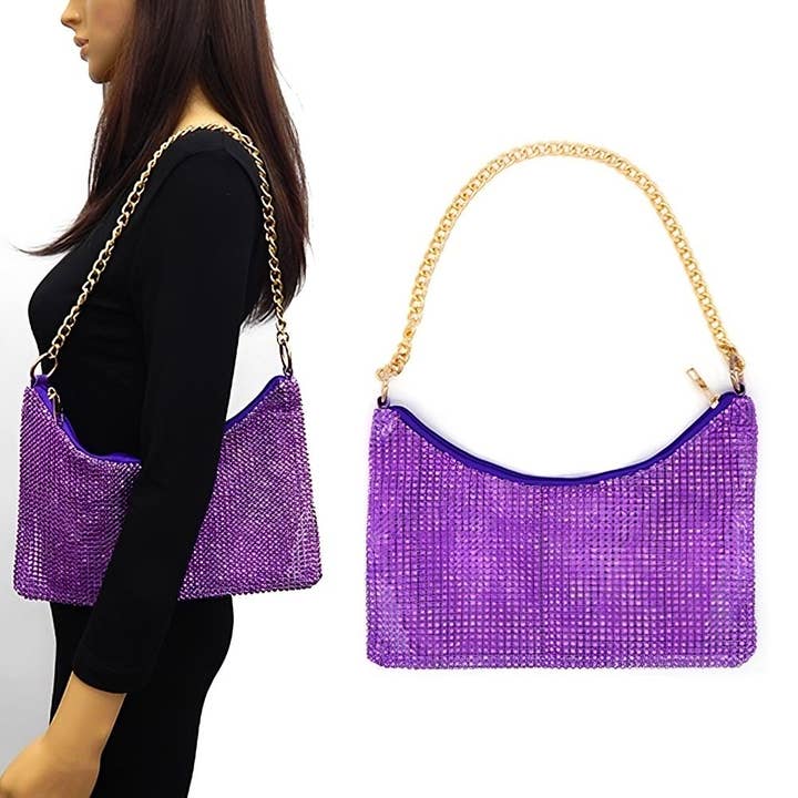 Diacly - Wholesale Clutch Bag - Women's - Chain Strap Soft Rhinestone Night Evening Bag2