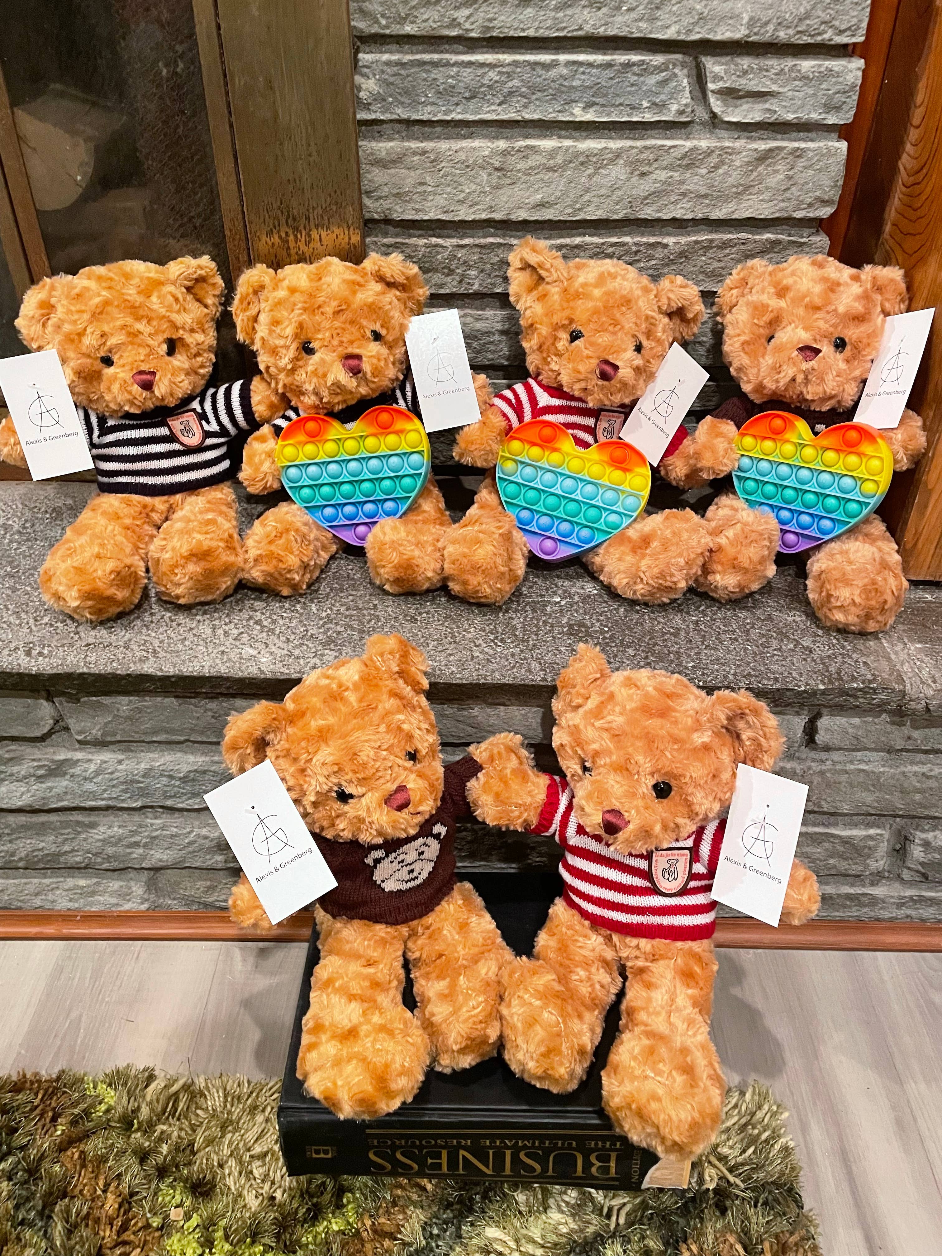 AlexisandGreenberg – Engroshandel Fidget - Børn – Fidget Plush Sensory Bear Fidget hjerte legetøj eller gave 14 tommer9