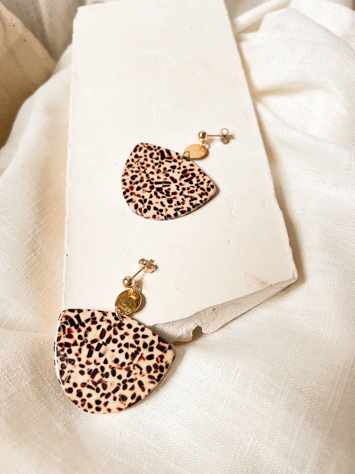 JENNA Earrings - Cream and Brown for wholesale by LEA ET MOI