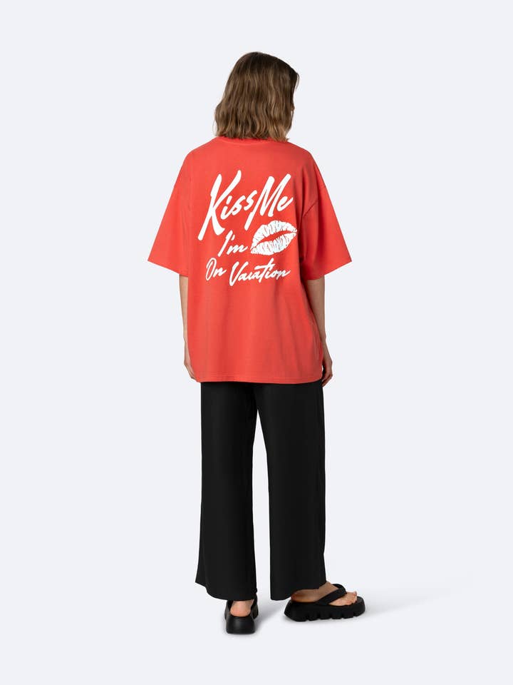 Pink Kiss Me T-Shirt - Coral for wholesale on Faire5