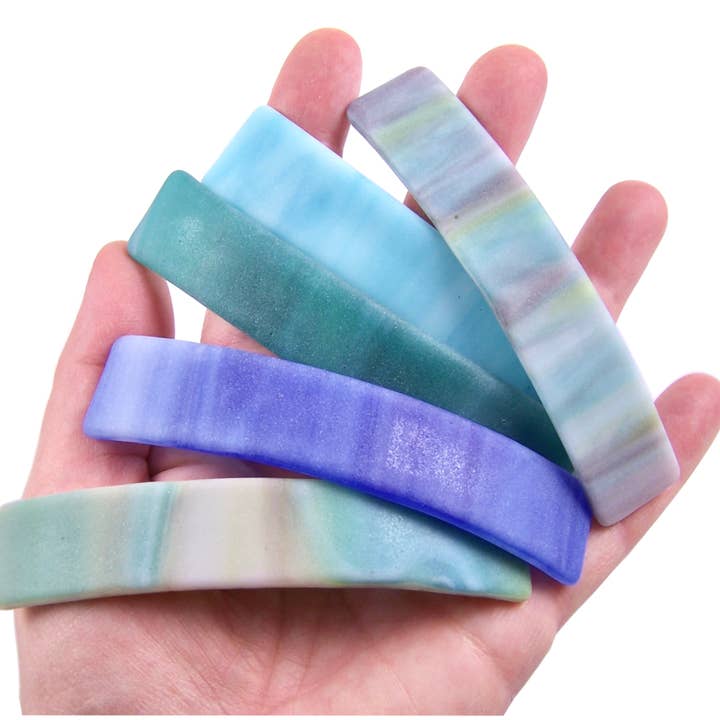 Glass Town USA – wholesale Hårspänne - Dam – Strand Glas Barrettes frostat Glas Blå Grön Tan Pastell