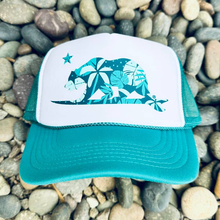 Monstera Surfbear Trucker Hat for wholesale by Pacific Coast Apparel