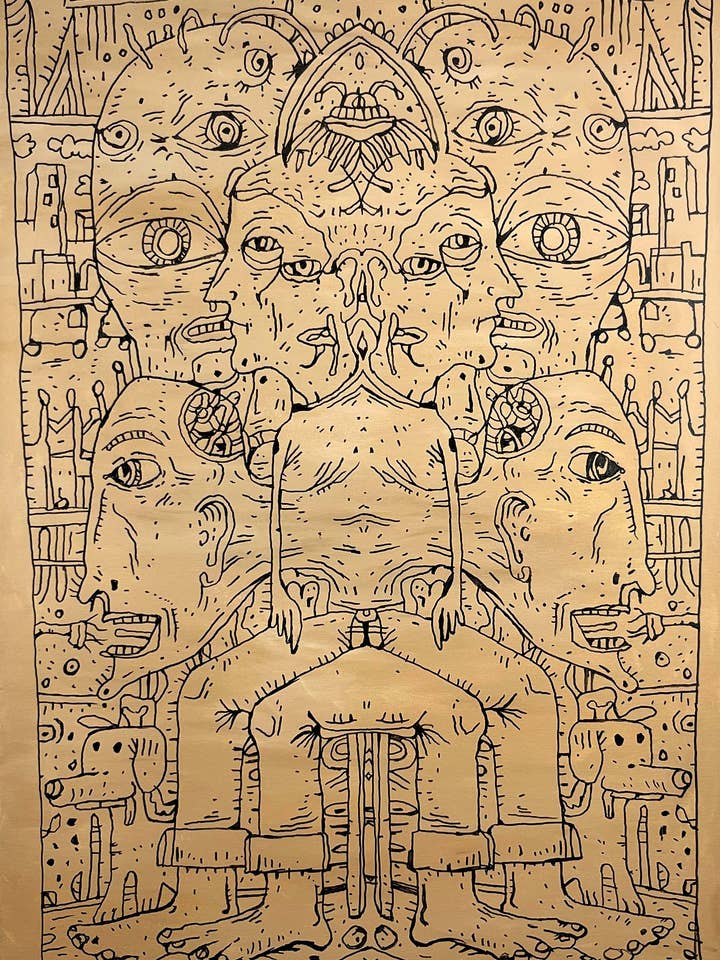 Mon patient Will. Marqueurs à l'acrylique et à l'huile sur toile. 24 « x 36". Œuvre de John Kline. Peinture moderne pour la vente par John Kline Artwork