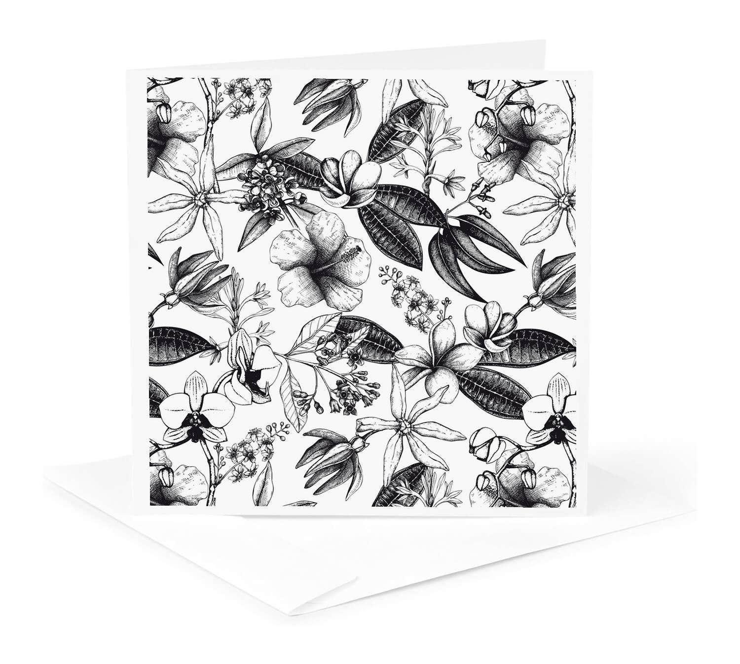 3dRose – Großhandel Grußkarten für den Alltag – 3dRose, Schwarz-Weiß Vintage Botanische Illustration, Grußkarte0