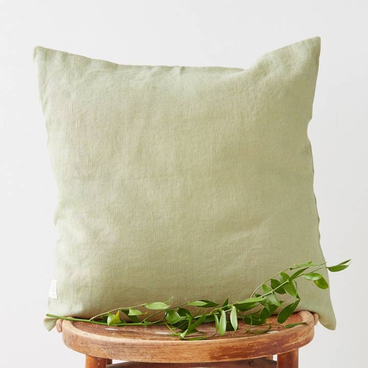 Sage Linen Cushion Cover for wholesale by Linen Tales (We cover U.S. import duties)