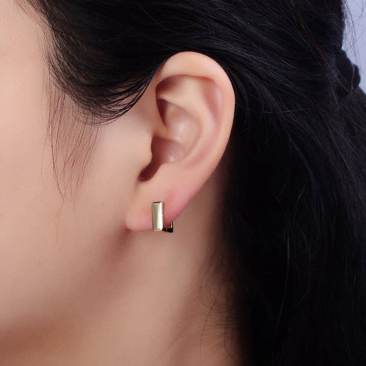 Aim Eternal - Wholesale Huggie Earrings - Gold Filled 10mm Mini Square Cartilage Huggie Hoop Earrings