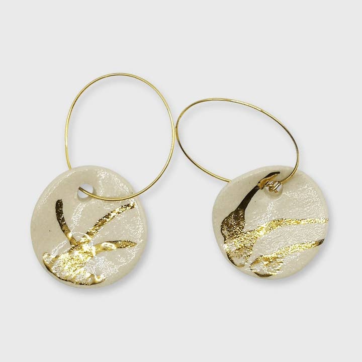 Boucles d'Oreilles blanches e Soleil por atacado de Corinne Ceramique
