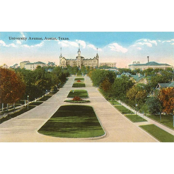 Art Print TX-493 University Avenue, Austin, Texas for wholesale by Found Image Press