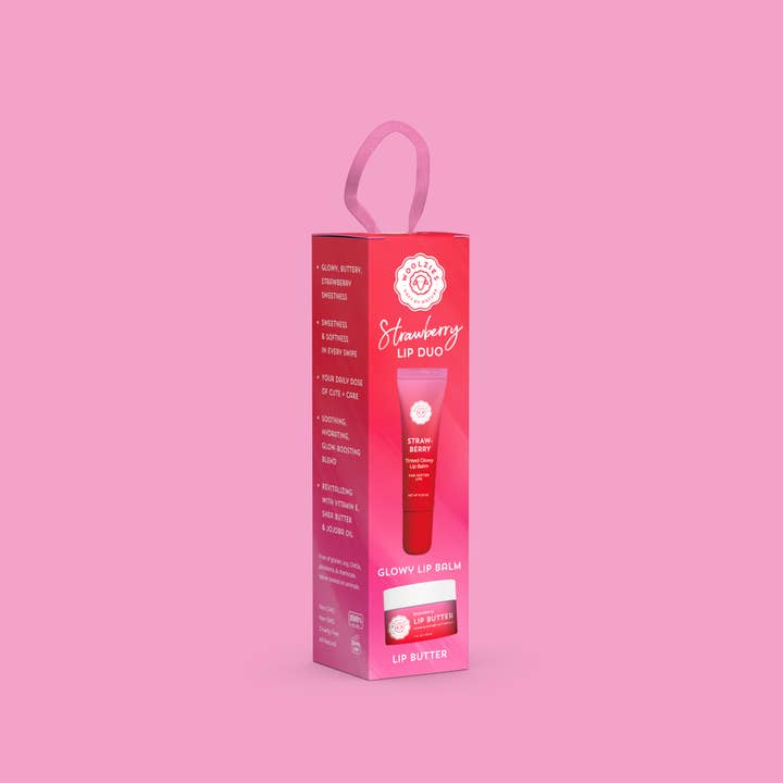 Strawberry Glowy Lip Duo - Glowy Lip Balm + Lip Mask for wholesale by Woolzies