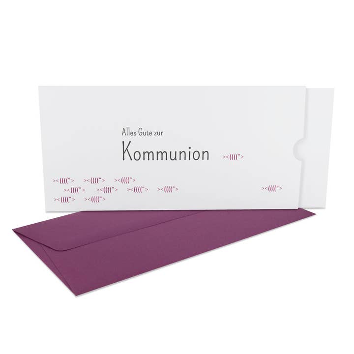 Kommunion Glückwunschkarte "Alles Gute zur Kommunion" mit Fischschwarm in verschiedenen Farben für den Großhandel von à la carte - Kartenmanufaktur