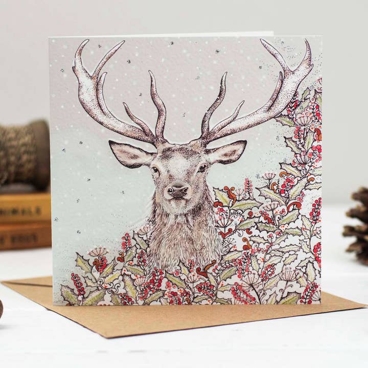 Stag Head Greeting Card for wholesale by Fay's Studio