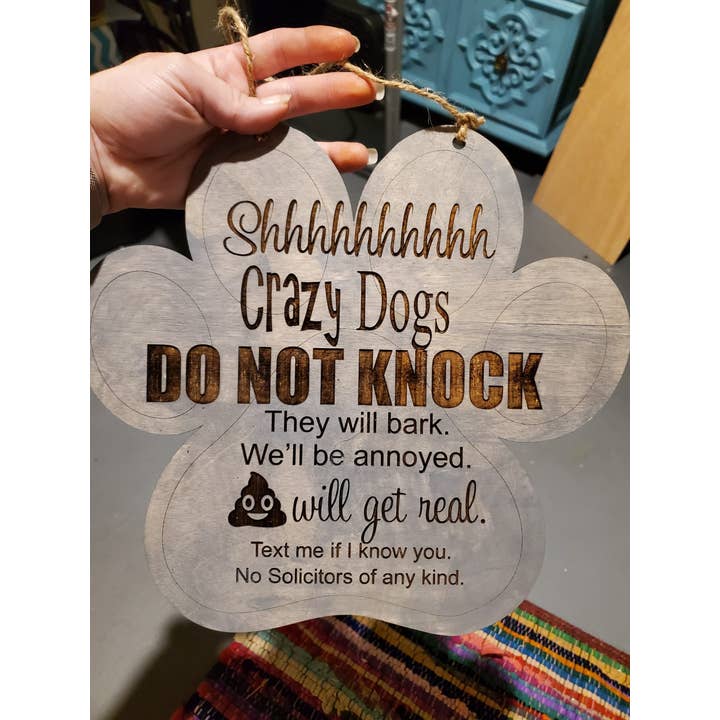 The Cracked Pig - Wholesale Sign - Barking Dog Wooden Door Sign