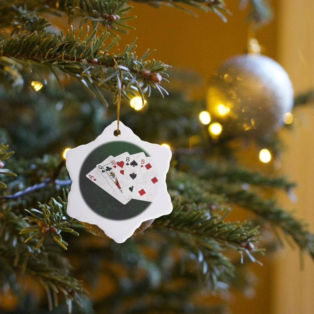 3dRose - Wholesale Ornament - 3dRose, Poker Hands High Card, Ace to Five, Ornament6