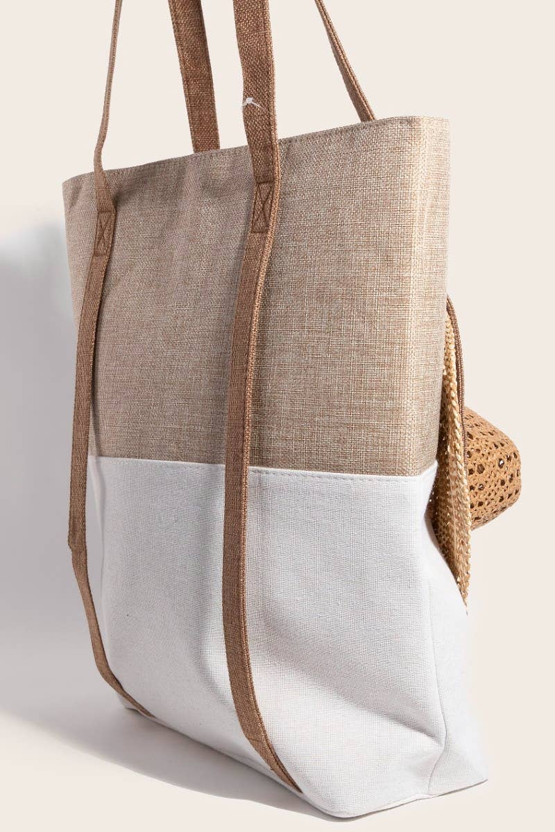 IVKA Large Two Tone Hat Carrier Canvas Tote Bag for wholesale on Faire2