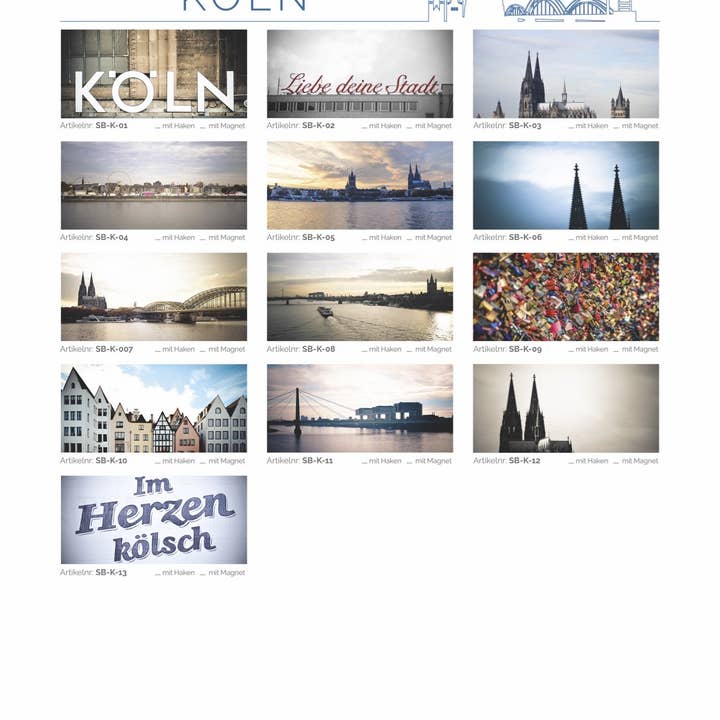 Kila-Photography - Deine Stadt auf Holz – Großhandel 3D-Wandkunst – Schlüsselbrett auf Holz - Köln - Variante Magnet2