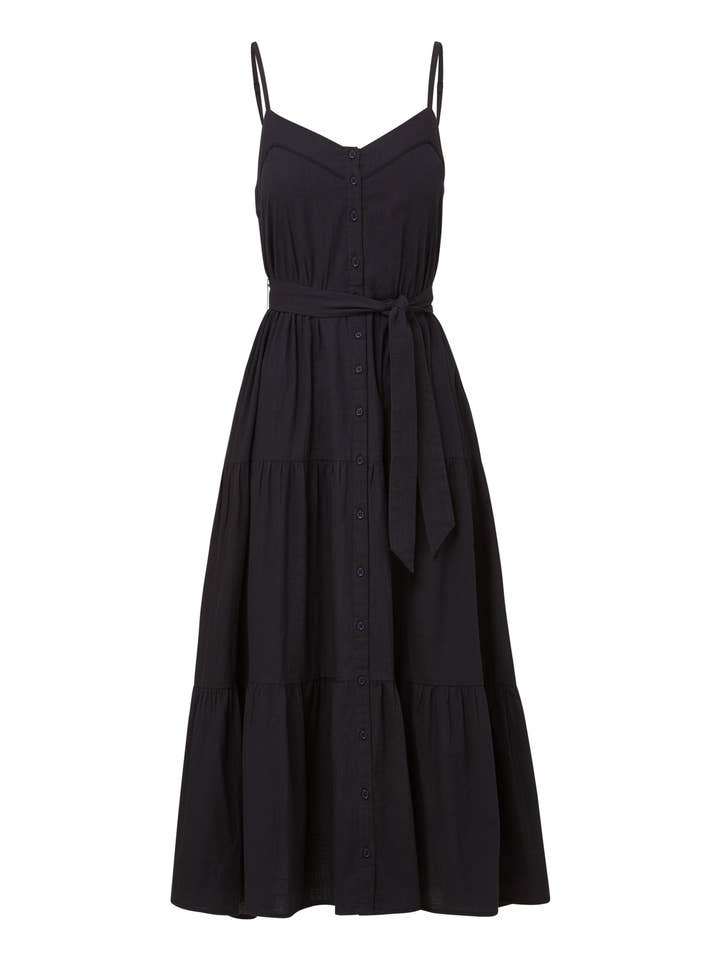 Addyson Dress In Black Cotton Slub for wholesale by Change of Scenery