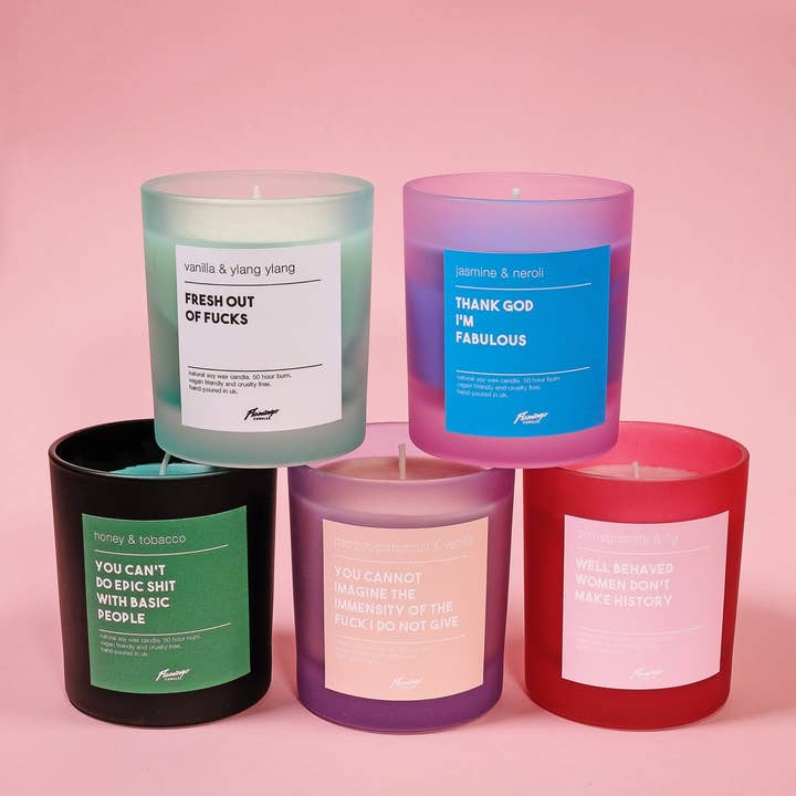 Flamingo Candles - Wholesale Jar/Filled Candle - Pomegranate & Fig Well Behaved Women Don’t Make History Frosted Red Jar Candle