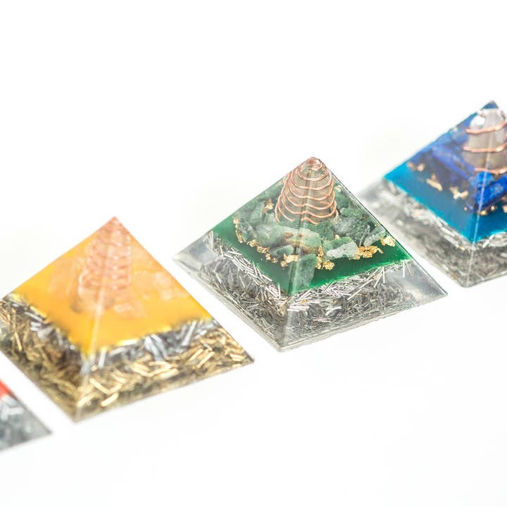 Small Orgonite® Energy Healing Orgone® Pyramids (all 7 Chakra Colors) With Quartz Crystal Emf / Rf Protection for wholesale by Spirit Elevations
