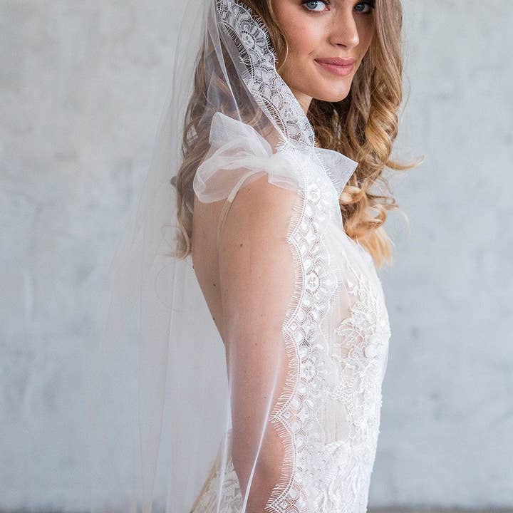 Brides & Hairpins - Wholesale Veil - Women's - HENRI FLOOR LENGTH VEIL - SCALLOPED LACE EDGE4