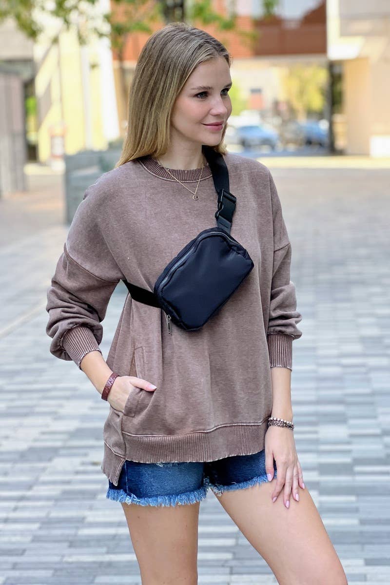 42POPS - Vente Sweat-shirt – femme - Pull à ourlet haut-bas en polaire avec poches19