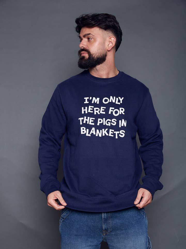 Kerstsweatshirt voor heren, alleen hier for Pigs in Blankets voor wholesale door Rock On Ruby