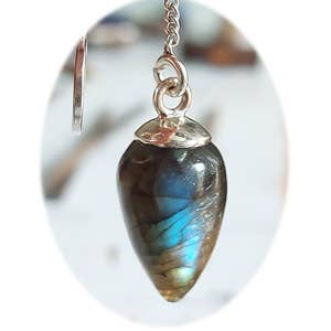 Crystal Earth Sterling – wholesale Pendulum board – Necklace Sterling Pendulums - Labradorite