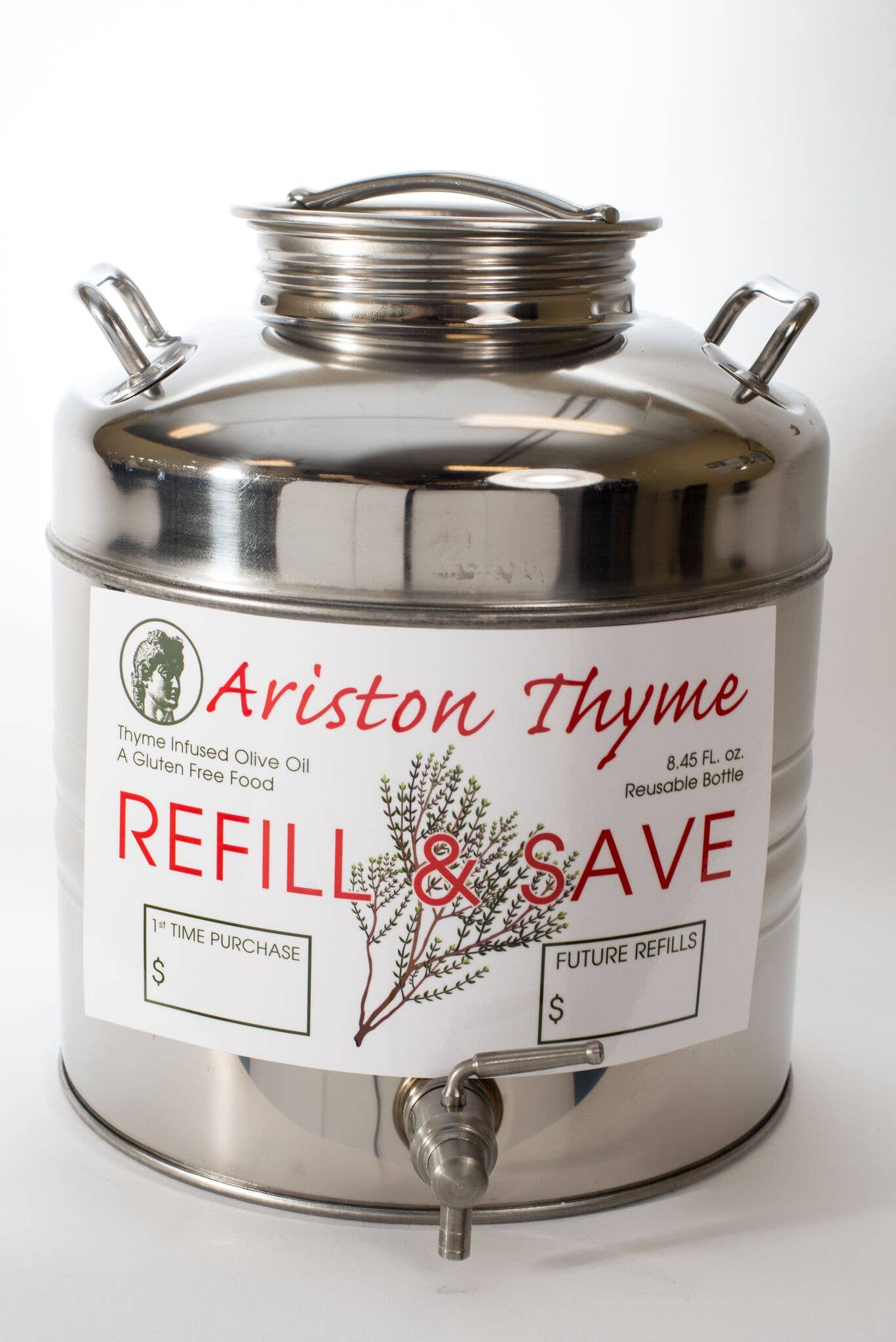 Ariston Specialties - Vente Huile d'olive - Bouteilles vides de recharge pour huile d'olive infusée au thym 8,45 oz3