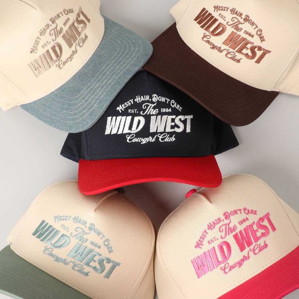 Fashion City - Vente Casquette de camionneur – femme - Chapeau brodé du club de cowgirls du Far West aux cheveux en bataille23