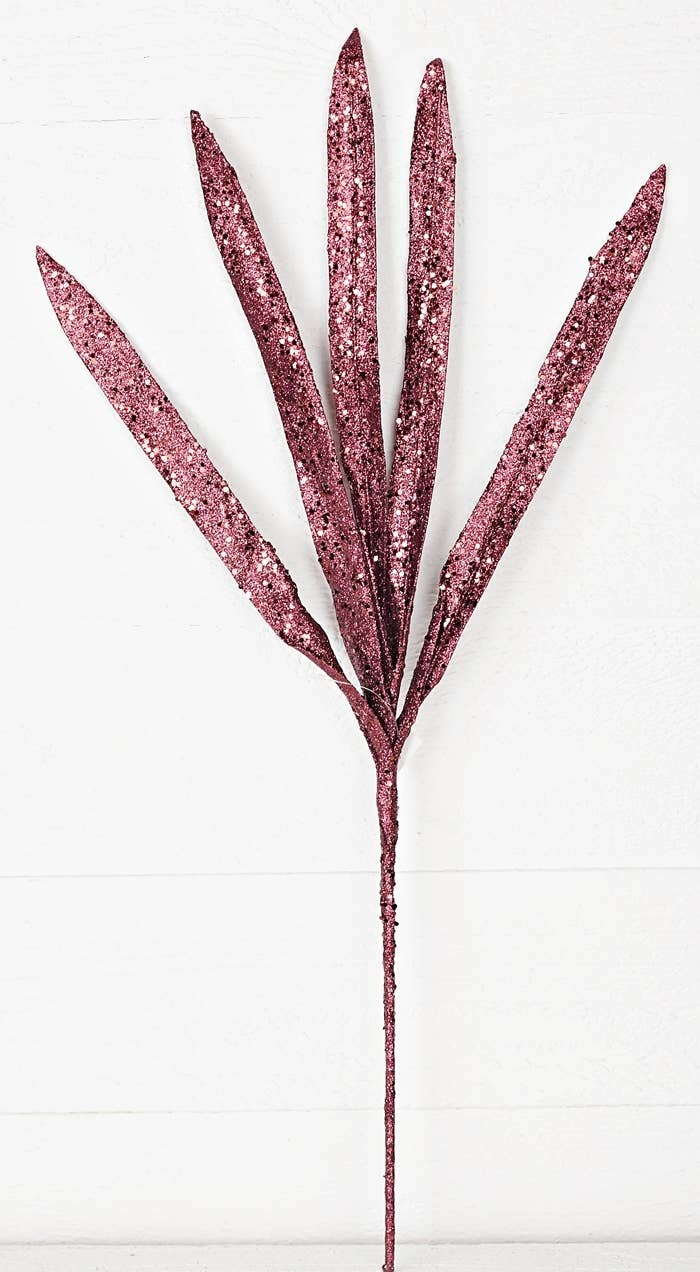 Impressive Enterprises, Inc. - Wholesale Christmas Decoration - ISB17790- 24in Glitr Orchid Lvs Sprayx5-CH-24/240pcs2