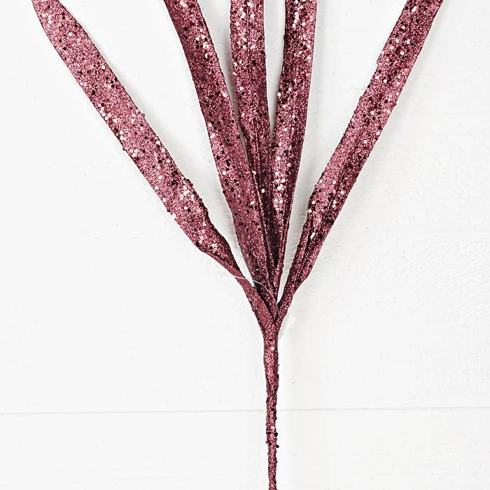 Impressive Enterprises, Inc. - Wholesale Christmas Decoration - ISB17790- 24in Glitr Orchid Lvs Sprayx5-CH-24/240pcs2
