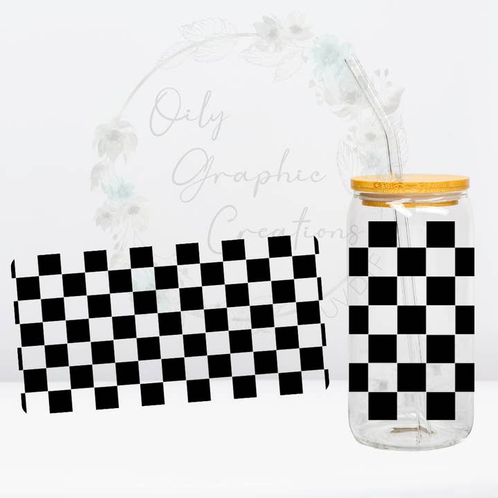 Oily Graphic Creations - Wholesale Sticker - Checkered Flag-16oz UV DTF Wrap
