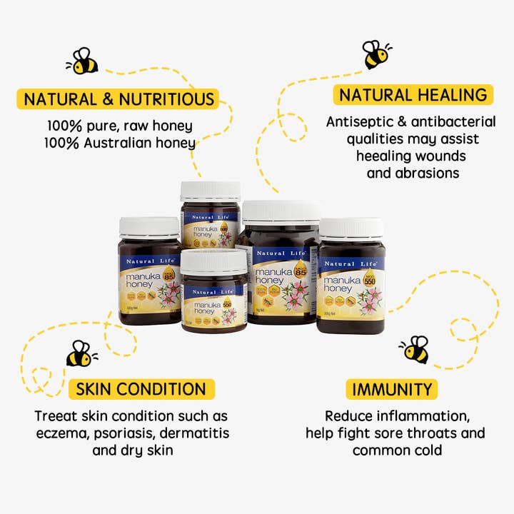 Natural Life – wholesale Honung – Natural Life™ Manuka Honey MGO 85 (Ej tillgängligt i WA)