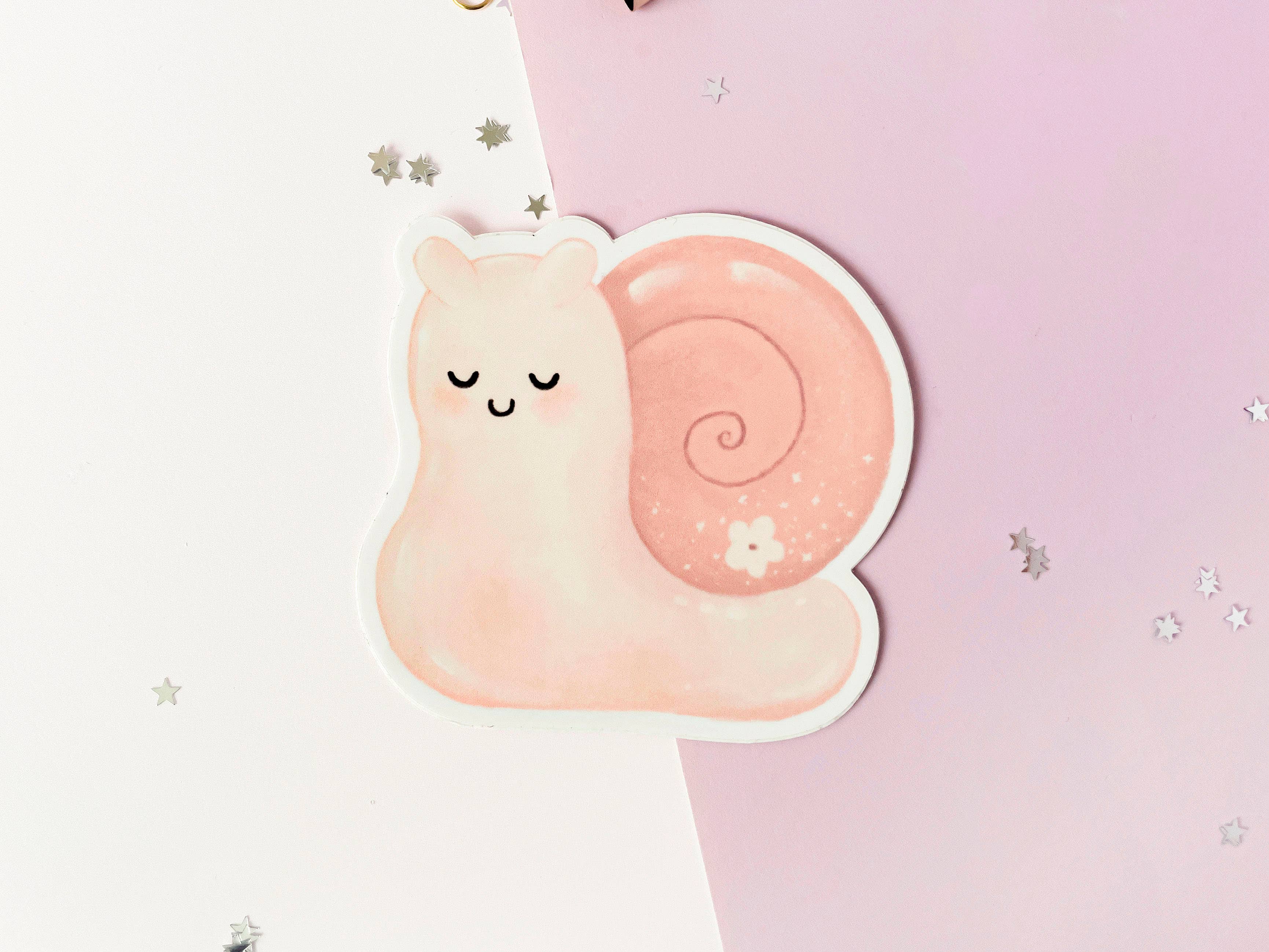 Jino's Art – wholesale Sticker – Cute sleepy snail gloss vinyl sticker0