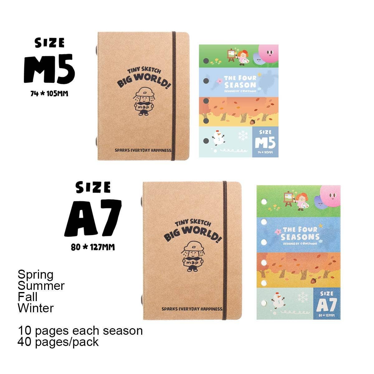 RiN! Studio US - Wholesale Notebook - A7/M5 Ring Binder Notebook: Craft Paper Journal Organizer6